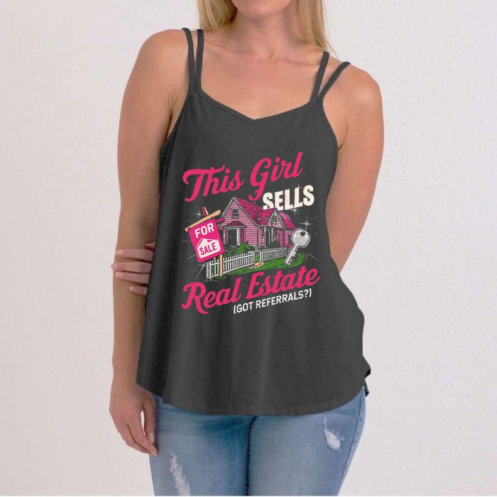 This Sells Real Estate Got Referrals Realtor Women's Strappy Tank