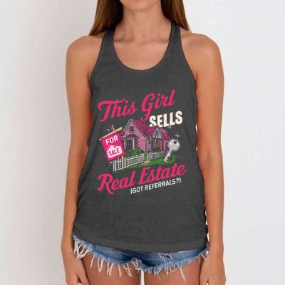 This Sells Real Estate Got Referrals Realtor Women's Knotted Racerback Tank