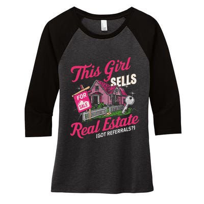 This Sells Real Estate Got Referrals Realtor Women's Tri-Blend 3/4-Sleeve Raglan Shirt