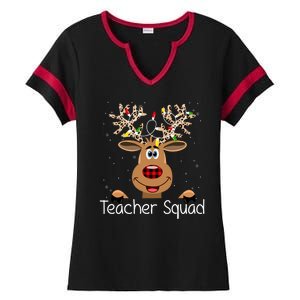 Teacher Squad Reindeer Christmas Holiday Ladies Halftime Notch Neck Tee