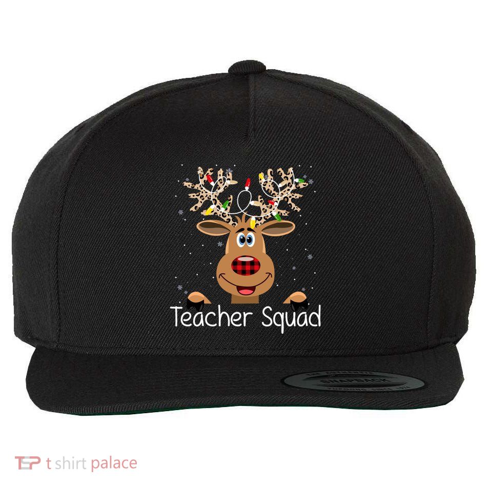 Teacher Squad Reindeer Christmas Holiday Wool Snapback Cap