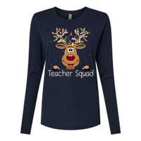 Teacher Squad Reindeer Christmas Holiday Womens Cotton Relaxed Long Sleeve T-Shirt