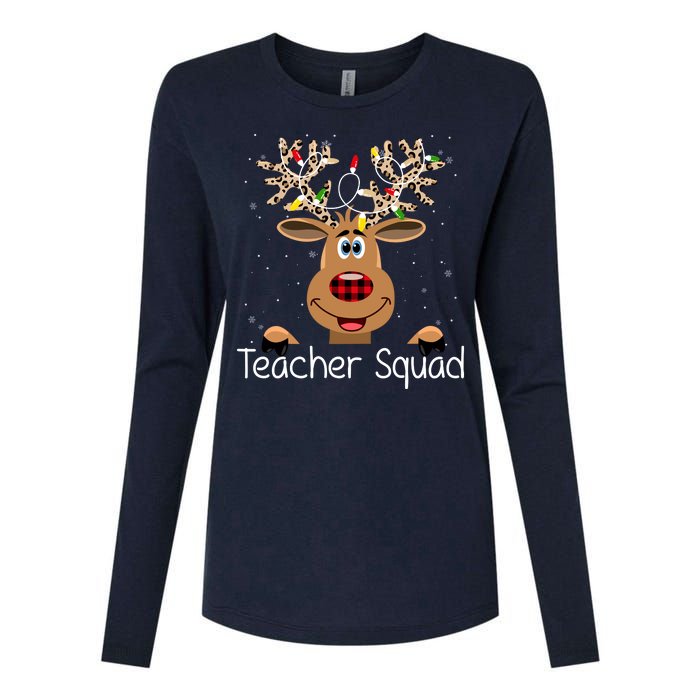 Teacher Squad Reindeer Christmas Holiday Womens Cotton Relaxed Long Sleeve T-Shirt