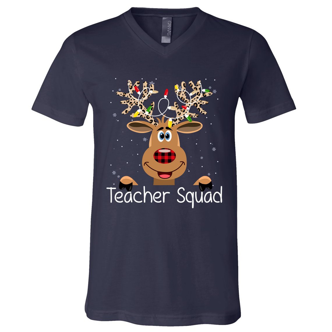 Teacher Squad Reindeer Christmas Holiday V-Neck T-Shirt