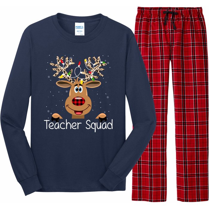 Teacher Squad Reindeer Christmas Holiday Long Sleeve Pajama Set