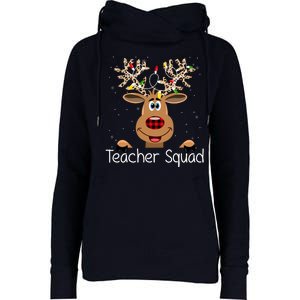 Teacher Squad Reindeer Christmas Holiday Womens Funnel Neck Pullover Hood