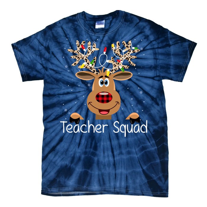 Teacher Squad Reindeer Christmas Holiday Tie-Dye T-Shirt