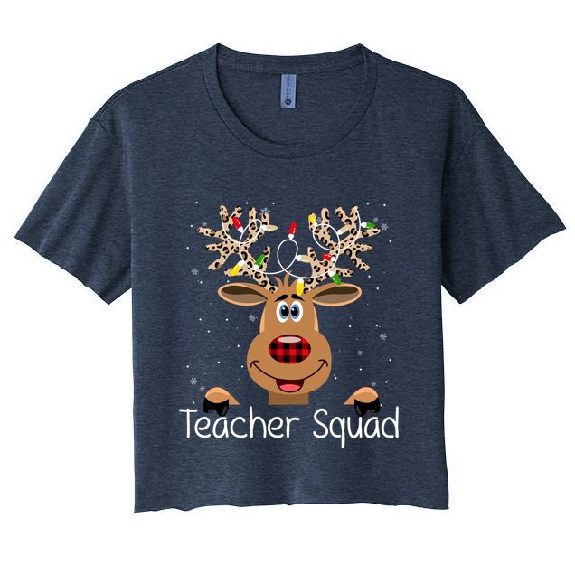 Teacher Squad Reindeer Christmas Holiday Crop Top