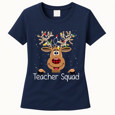 Teacher Squad Reindeer Christmas Holiday Womens T-Shirt