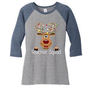 Teacher Squad Reindeer Christmas Holiday Women's Tri-Blend 3/4-Sleeve Raglan Shirt