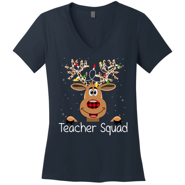 Teacher Squad Reindeer Christmas Holiday Women's V-Neck T-Shirt