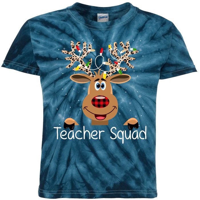 Teacher Squad Reindeer Christmas Holiday Kids Tie-Dye T-Shirt