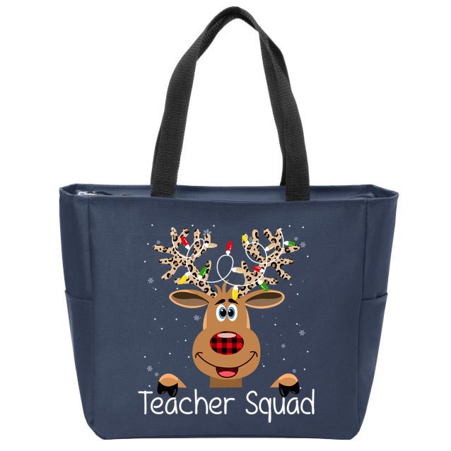 Teacher Squad Reindeer Christmas Holiday Zip Tote Bag