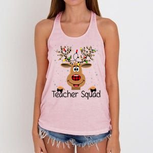 Teacher Squad Reindeer Christmas Holiday Women's Knotted Racerback Tank