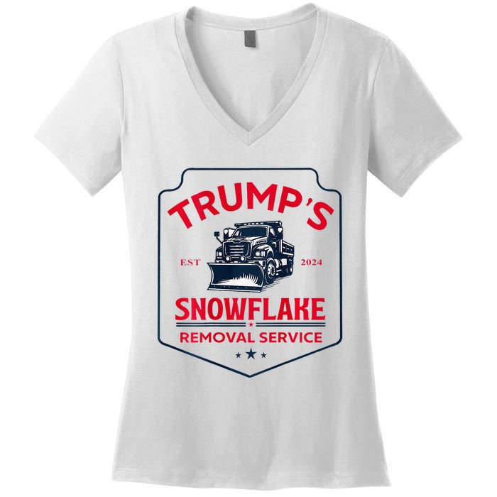 TrumpS Snowflake Removal Service Funny Trump 2024 Women's V-Neck T-Shirt