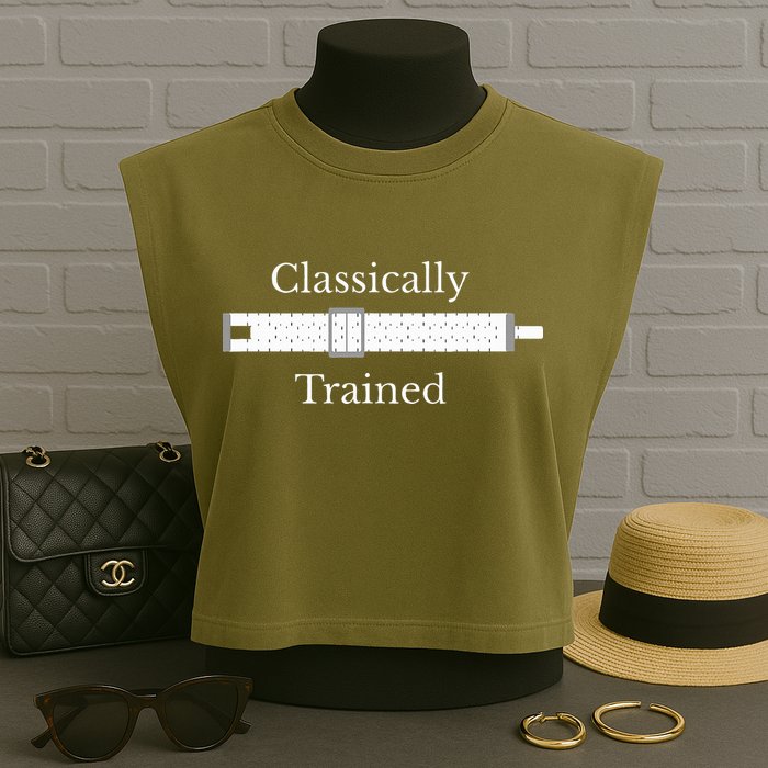 Trained Slide Rule Mechanical Analog Calculator Garment-Dyed Women's Muscle Tee