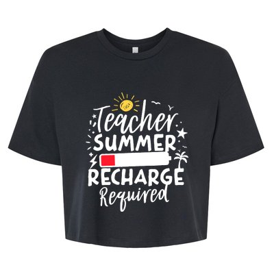 Teacher Summer Recharge Required Battery Teacher Break Bella+Canvas Jersey Crop Tee