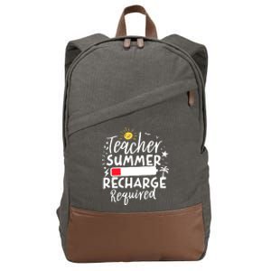 Teacher Summer Recharge Required Battery Teacher Break Cotton Canvas Backpack