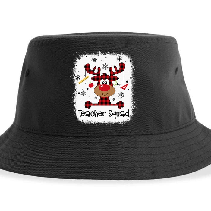 Teacher Squad Reindeer Funny Christmas Xmas Gift Sustainable Bucket Hat