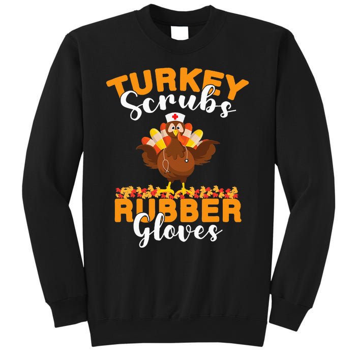 Turkey Scrubs Rubber Gloves Thanksgiving Nurse Practitioner Sweatshirt