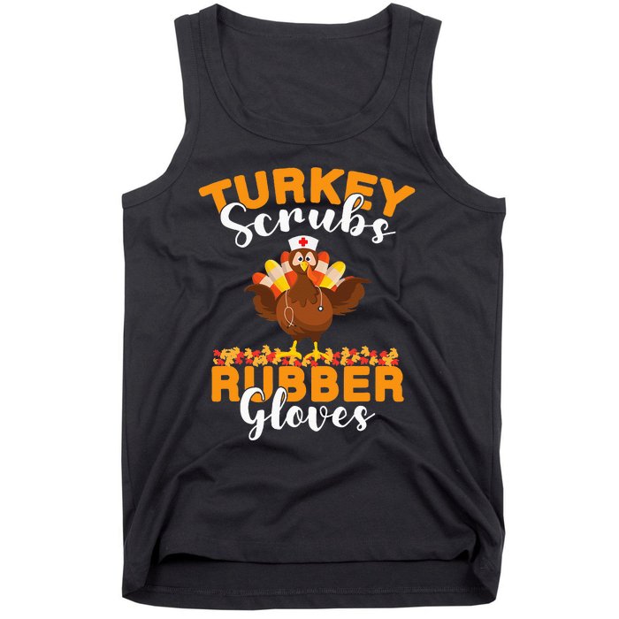 Turkey Scrubs Rubber Gloves Thanksgiving Nurse Practitioner Tank Top