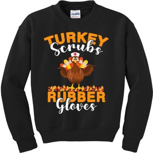 Turkey Scrubs Rubber Gloves Thanksgiving Nurse Practitioner Kids Sweatshirt