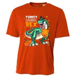 Turkey Saurus Rex Dinosaur T Rex Thanksgiving Pumpkin Gift Cooling Performance Crew T-Shirt