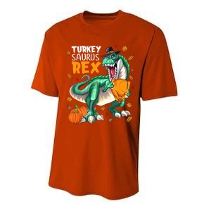 Turkey Saurus Rex Dinosaur T Rex Thanksgiving Pumpkin Gift Performance Sprint T-Shirt