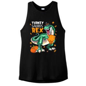 Turkey Saurus Rex Dinosaur T Rex Thanksgiving Pumpkin Gift Ladies PosiCharge Tri-Blend Wicking Tank