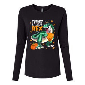 Turkey Saurus Rex Dinosaur T Rex Thanksgiving Pumpkin Gift Womens Cotton Relaxed Long Sleeve T-Shirt