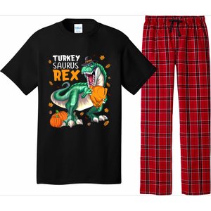 Turkey Saurus Rex Dinosaur T Rex Thanksgiving Pumpkin Gift Pajama Set