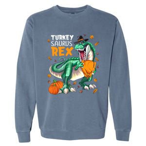 Turkey Saurus Rex Dinosaur T Rex Thanksgiving Pumpkin Gift Garment-Dyed Sweatshirt