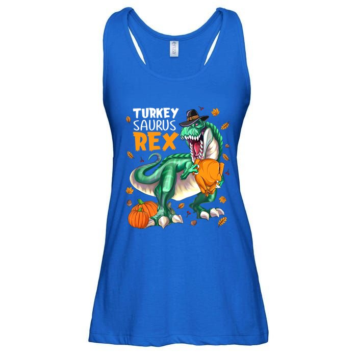 Turkey Saurus Rex Dinosaur T Rex Thanksgiving Pumpkin Gift Ladies Essential Flowy Tank