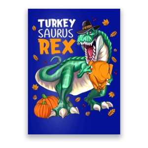 Turkey Saurus Rex Dinosaur T Rex Thanksgiving Pumpkin Gift Poster