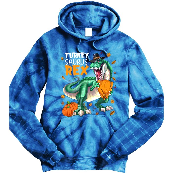 Turkey Saurus Rex Dinosaur T Rex Thanksgiving Pumpkin Gift Tie Dye Hoodie