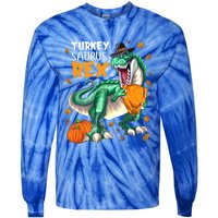 Turkey Saurus Rex Dinosaur T Rex Thanksgiving Pumpkin Gift Tie-Dye Long Sleeve Shirt