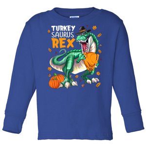 Turkey Saurus Rex Dinosaur T Rex Thanksgiving Pumpkin Gift Toddler Long Sleeve Shirt