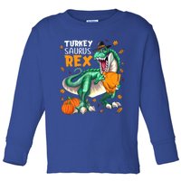 Turkey Saurus Rex Dinosaur T Rex Thanksgiving Pumpkin Gift Toddler Long Sleeve Shirt