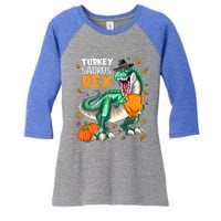 Turkey Saurus Rex Dinosaur T Rex Thanksgiving Pumpkin Gift Women's Tri-Blend 3/4-Sleeve Raglan Shirt