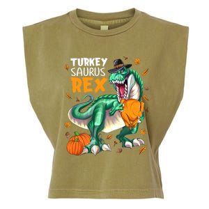 Turkey Saurus Rex Dinosaur T Rex Thanksgiving Pumpkin Gift Garment-Dyed Women's Muscle Tee