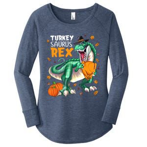 Turkey Saurus Rex Dinosaur T Rex Thanksgiving Pumpkin Gift Women's Perfect Tri Tunic Long Sleeve Shirt