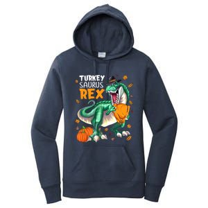 Turkey Saurus Rex Dinosaur T Rex Thanksgiving Pumpkin Gift Women's Pullover Hoodie