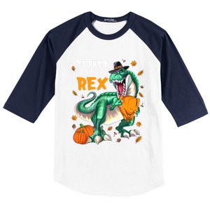 Turkey Saurus Rex Dinosaur T Rex Thanksgiving Pumpkin Gift Baseball Sleeve Shirt