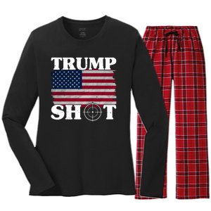 Trump Shot Rally Failed Shots Fired Assassination Women's Long Sleeve Flannel Pajama Set 