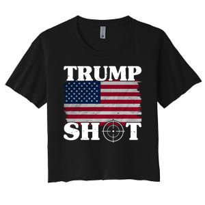 Trump Shot Rally Failed Shots Fired Assassination Women's Crop Top Tee