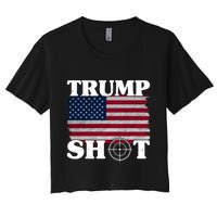 Trump Shot Rally Failed Shots Fired Assassination Women's Crop Top Tee