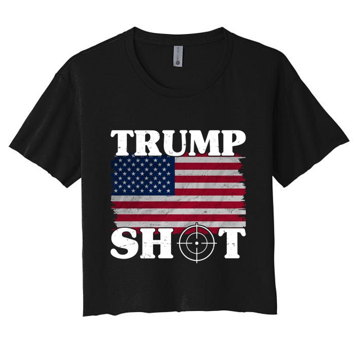 Trump Shot Rally Failed Shots Fired Assassination Women's Crop Top Tee