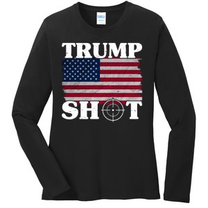 Trump Shot Rally Failed Shots Fired Assassination Ladies Long Sleeve Shirt