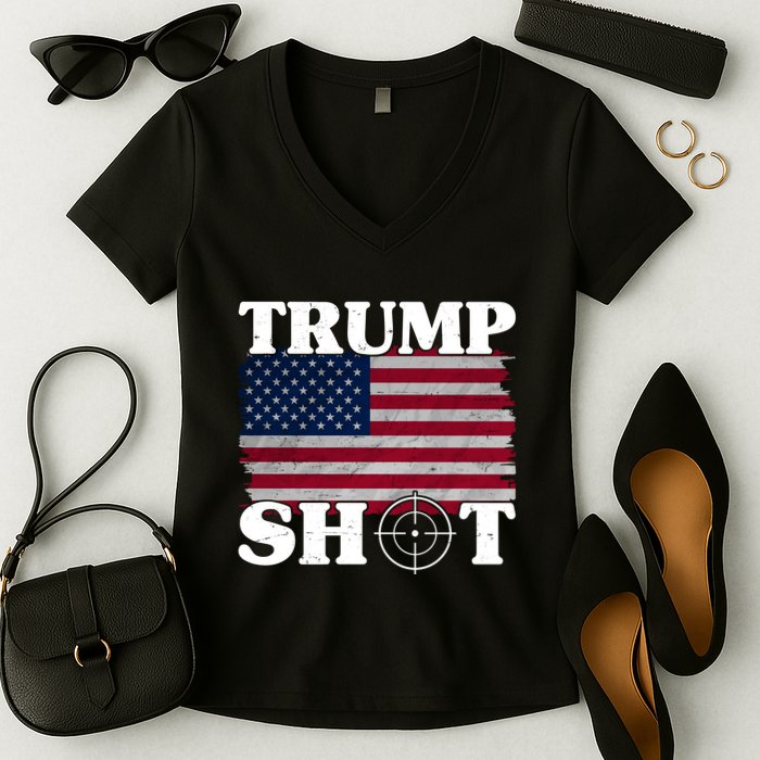 Trump Shot Rally Failed Shots Fired Assassination Women's V-Neck T-Shirt