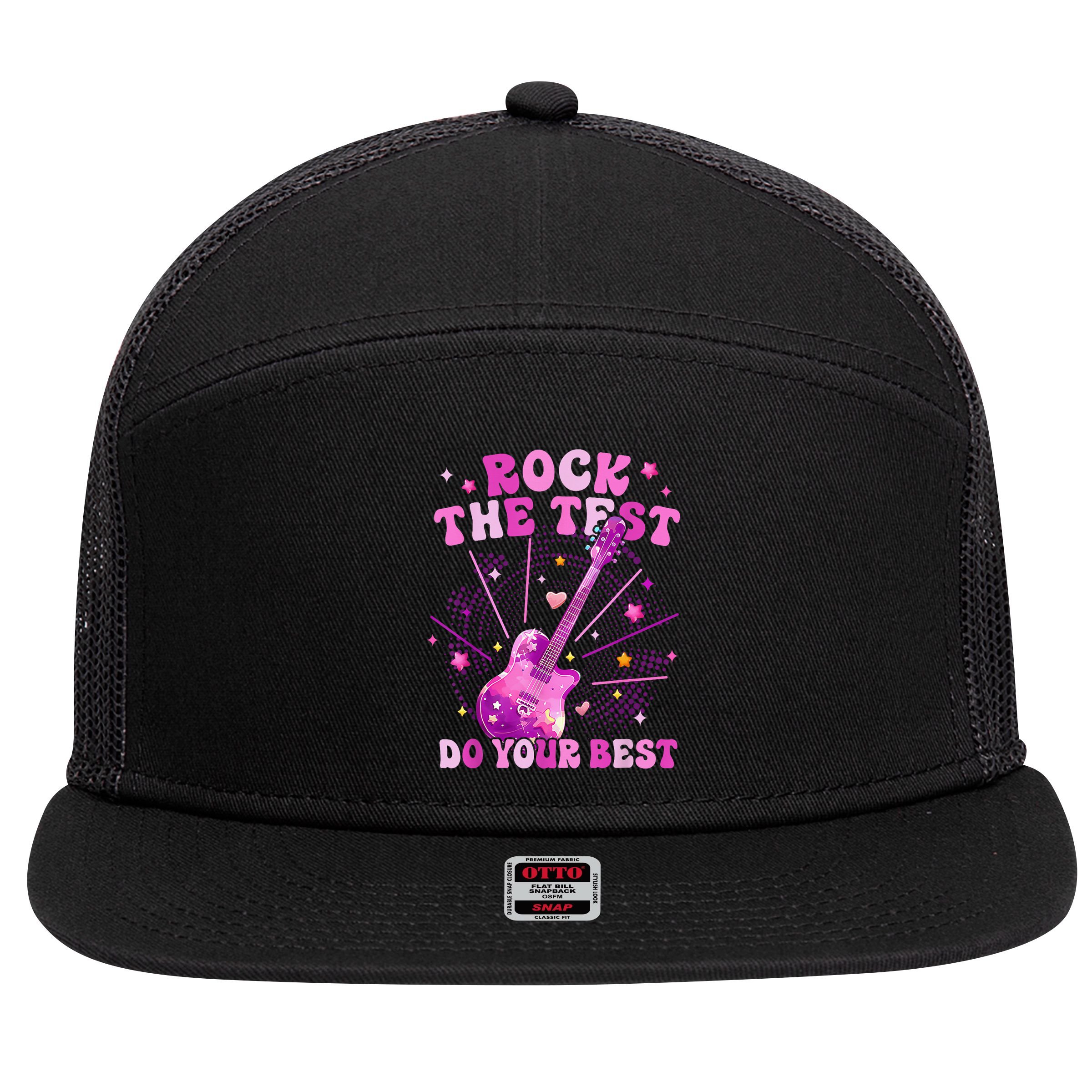 Teachers Students Rock The Test Do You Best 7 Panel Mesh Trucker Snapback Hat